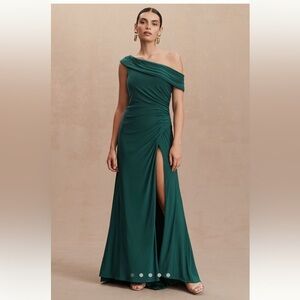 Mac Duggal one shoulder side-split column gown